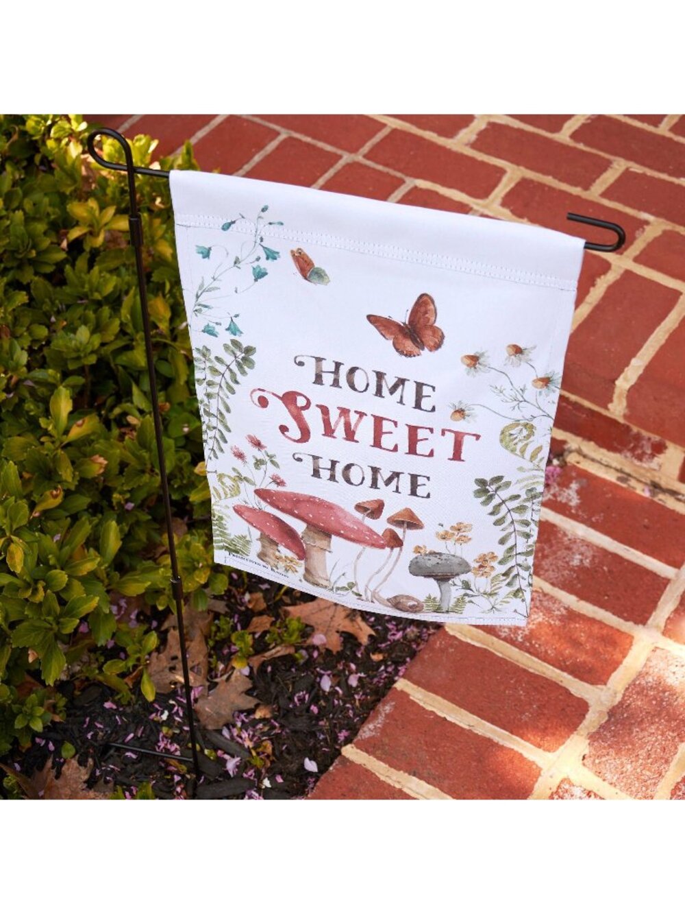 New Cottagecore Mushroom Garden Flag Home Sweet Home Double Sided 18" x 12"